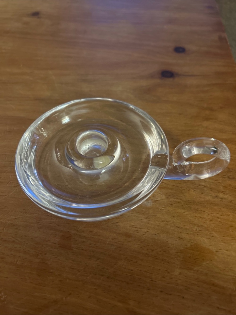 Vtg  Steuben Art Glass Chamber Light Candle Holder Clear Crystal  4 1/2”